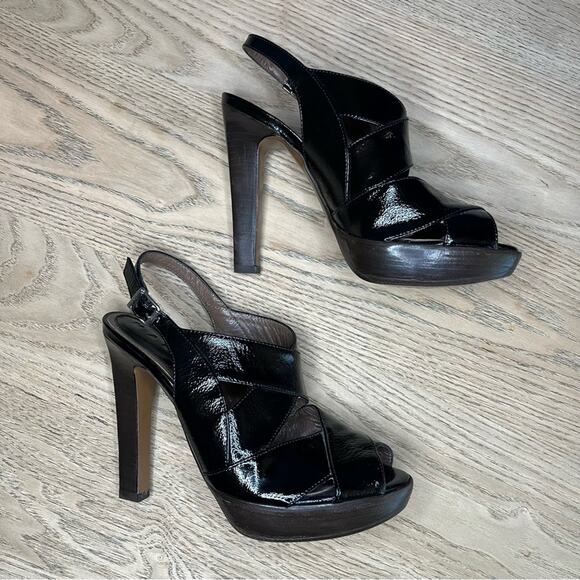 Marni Patent Leather Peep Toe Slingback Platform Heeled Sandals Women’s Size 7 - Picture 7 of 10